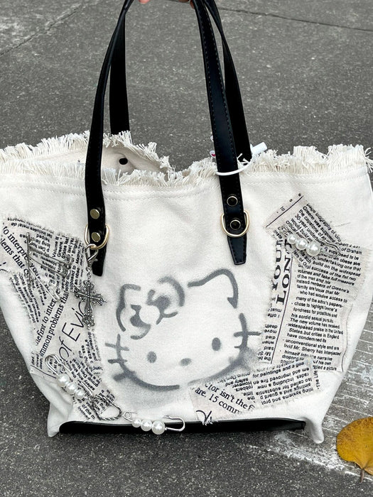 Wholesale Embroidered canvas shoulder bag tote bag casual niche cute crossbody bag