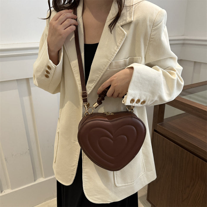 Wholesale Stylish Heart Shaped PU Crossbody Bag for Women Black