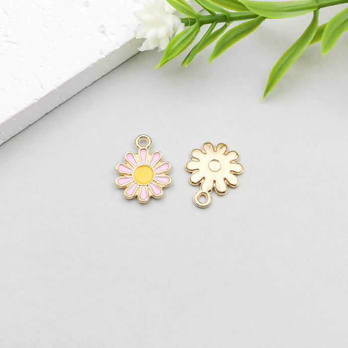 Wholesale Pink oil-sprinkled alloy simulated cherry blossom and  DIY pendant