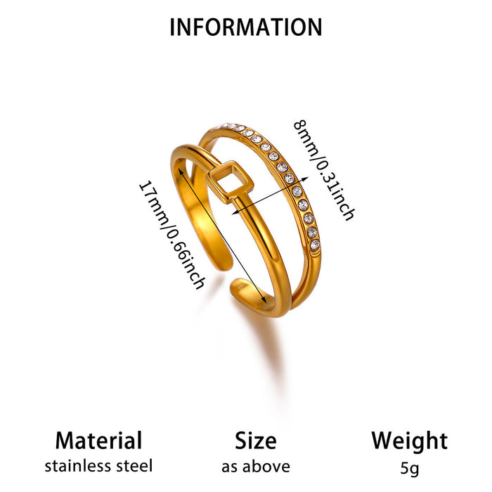 Wholesale Geometric Stainless Steel Rings Women Fashion Double Layer Heart Butterfly Design