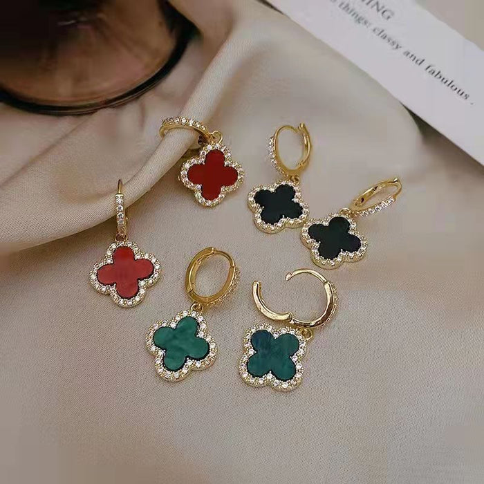 Wholesale Copper Leaf Flower Pendant Earrings JDC-ES-Longt003