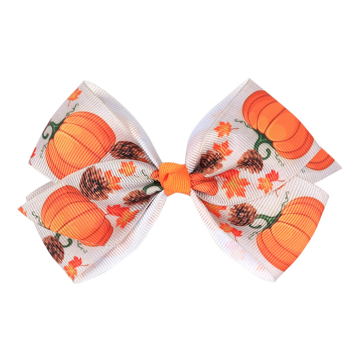 Wholesale Halloween Pumpkin Series Printed Bow Hairpin JDC-HC-QiuN016