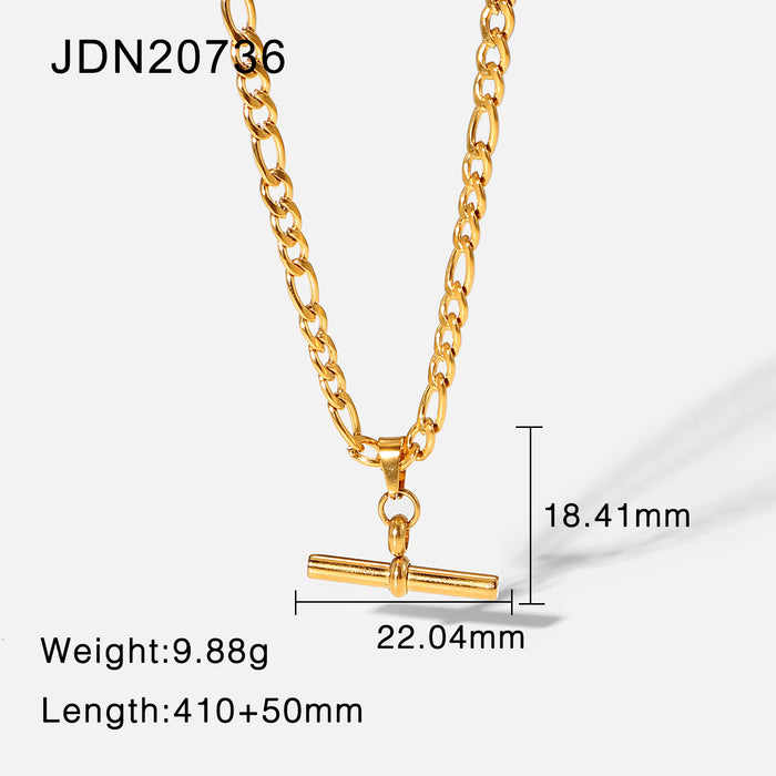 Wholesale 18K Gold Stainless Steel T Bar Pendant Necklace JDC-NE-JD405