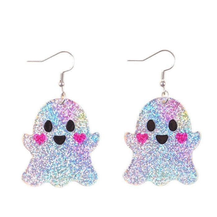 Wholesale Halloween Funny Acrylic Bat Pumpkin Ghost Earrings Trendy Jewelry Accessory MOQ≥2