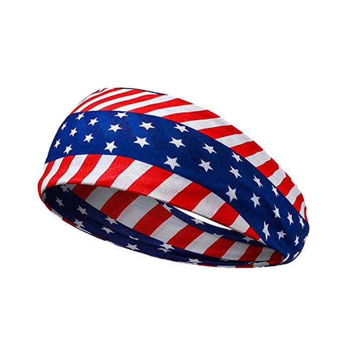 Wholesale American Flag Independence Day Stars Knotted Sweat Absorbent Sports Bundle Fabric Headband JDC-HD-YunQ002