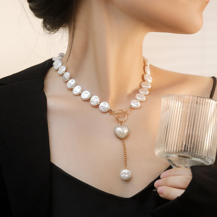 Wholesale Jewelry Simple Baroque Imitation Pearl Necklace Necklace Heart