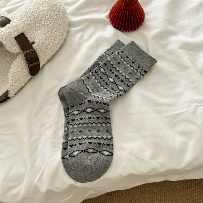 Wholesale Pure cotton socks, children's bow, heart, middle tube, stacked socks, retro style