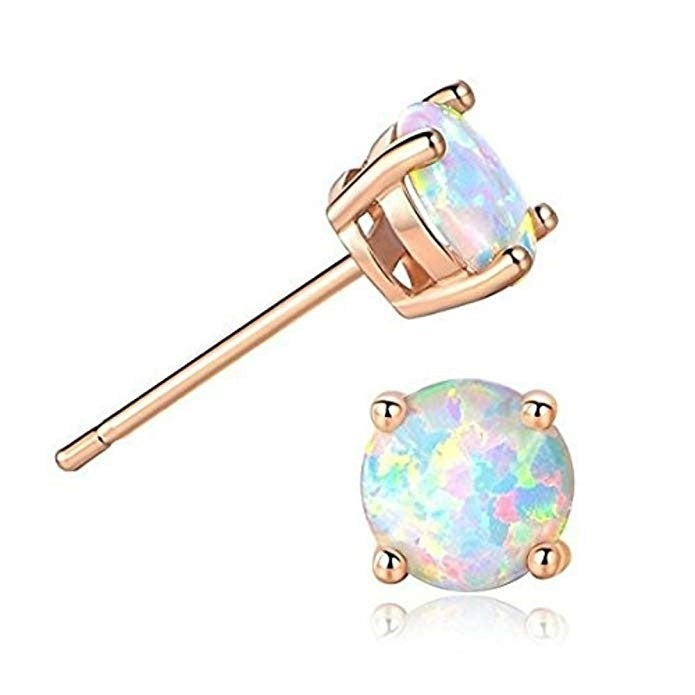 Wholesale White Round Mini Opal Copper Earrings JDC-ES-JuC003