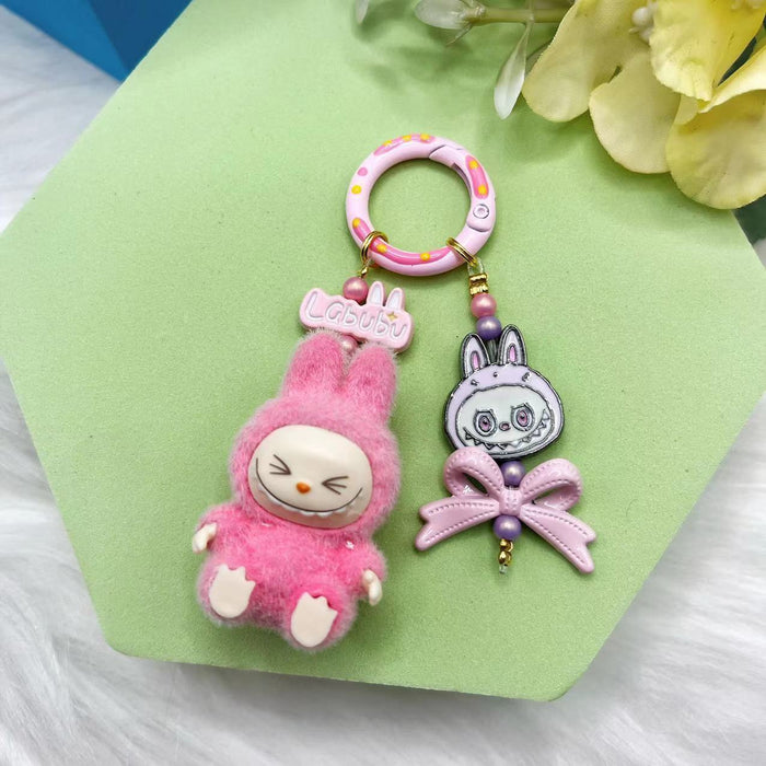 Wholesale Flocking mini keychain baby-free vinyl cute grain mobile phone pendant trendy accessories