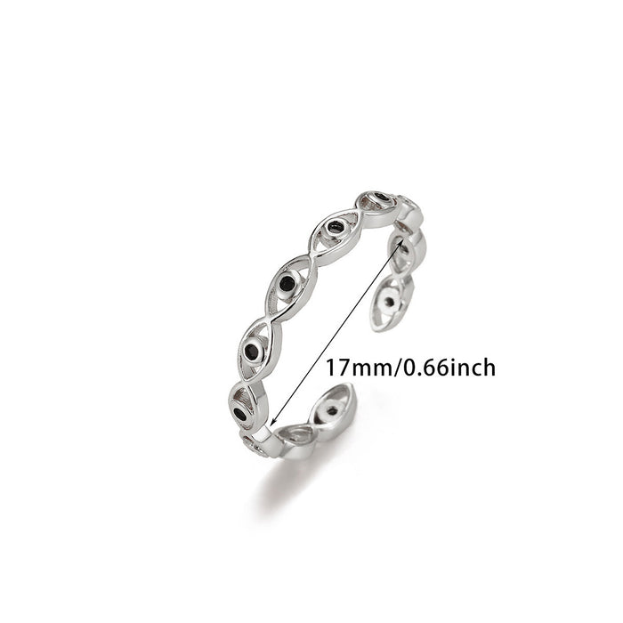 Wholesale Devil Eye Blue Eye Open Ring Stainless Steel Fashion Jewelry Accessory