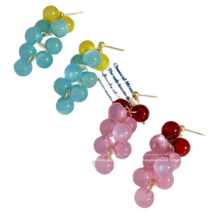 Wholesale Clear Grape Fruit Earrings Plastic Resin Red Fashion Accessory