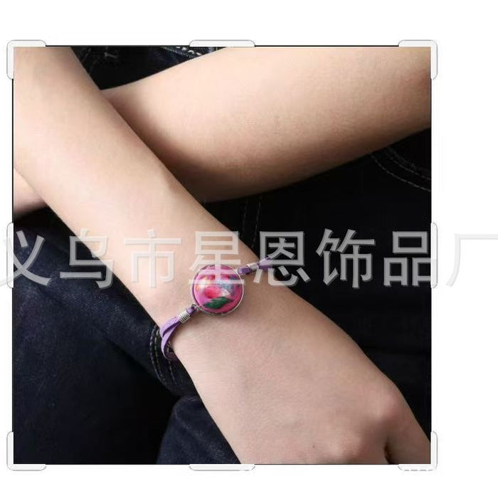 Wholesale Drip resin retro dried clover bracelet popular jewelry