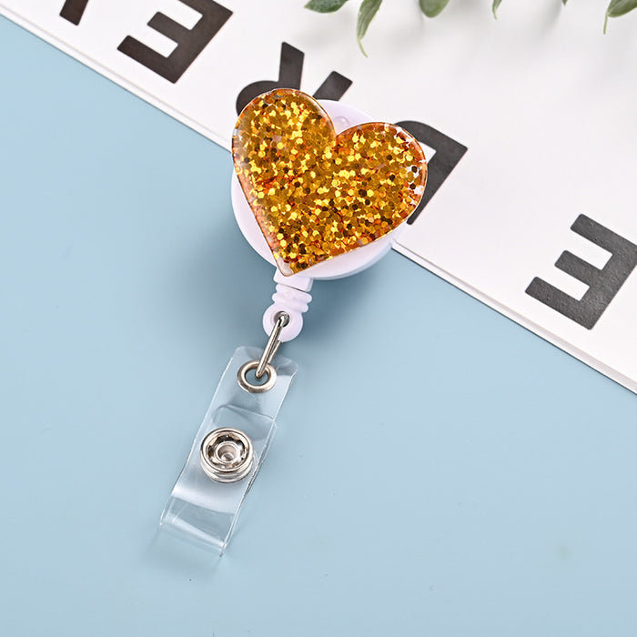 Wholesale Glitter Resin Heart Telescopic Buckle Keychain JDC-KC-ChangQi002