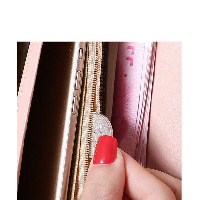 Wholesale Trendy PU Leather Large Capacity Women' s Wallet Clutch Solid Crown Pink Everyday Gift MOQ≥3