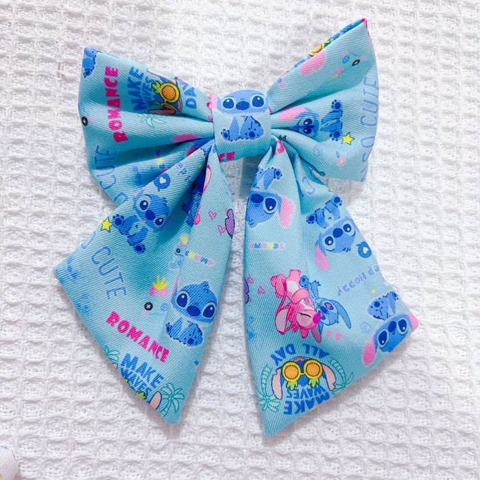 Wholesale Hair accessories girls simple bow ribbon hairpin cute blue clip