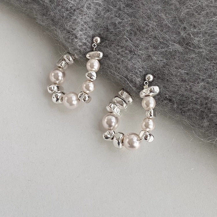Wholesale Silver Needle Broken Silver Design Irregular Earrings Simple and Versatile Earrings