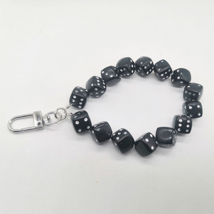 Wholesale Alloy Door Buckle Black 8 Dice Lanyard Ins Phone Chain Keychain Pendant Bag Water Bottle Lanyard Accessory