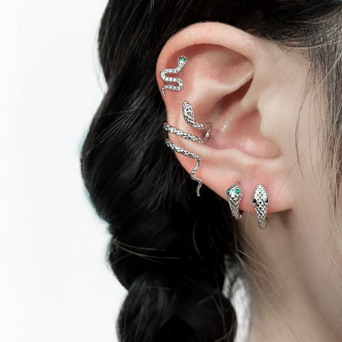 Wholesale Serpentine earrings, small snake earrings, ear bone clip, zircon snake head, ear clasp, no ear hole, ear clip