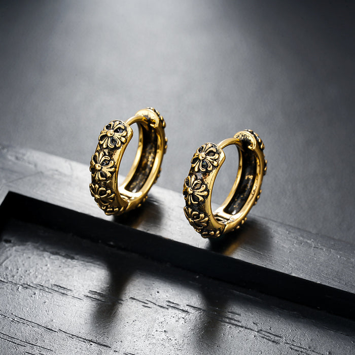 Wholesale Cross earrings, fashionable retro personalized design, patterned ear buckles, women's high-end and versatile earrings