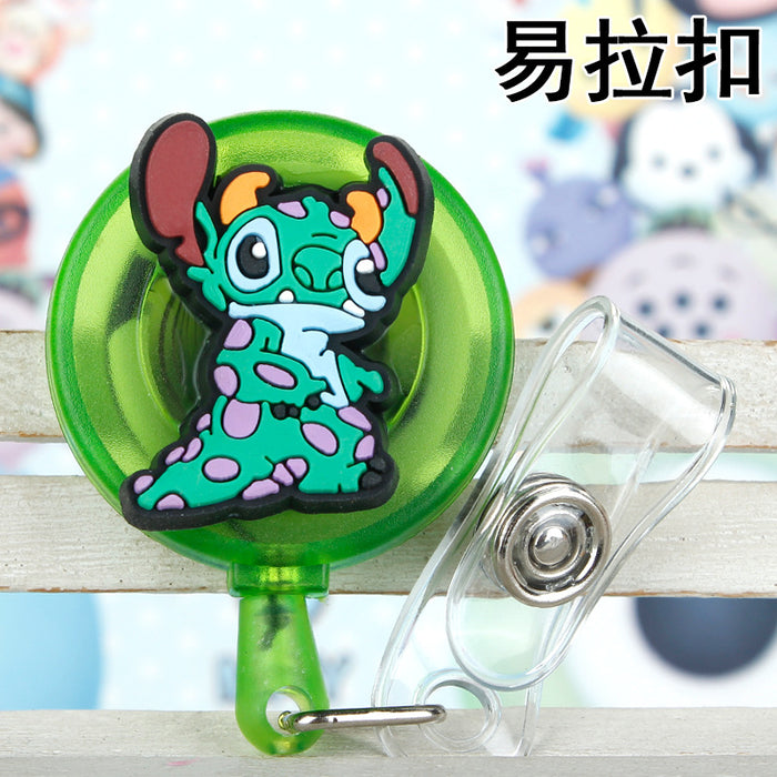 Wholesale Cartoon Badge Scroll Retractable Plastic Keychain JDC-KC-LuoKe007