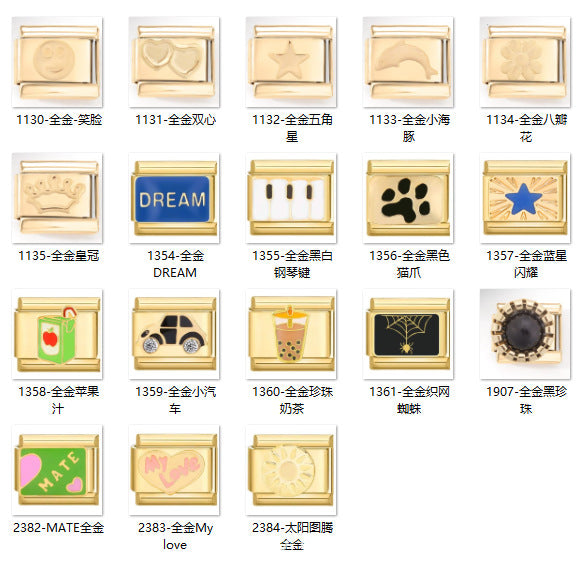 Wholesale Stainless Steel Module Bracelet Gold Plated Smiley Dolphin Crown Double Heart All Match Personality Assembly