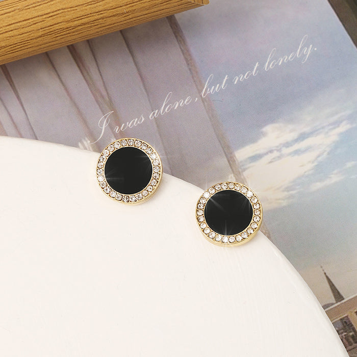 Wholesale Love black oil drop diamond square earrings silver needle light luxury earrings for women