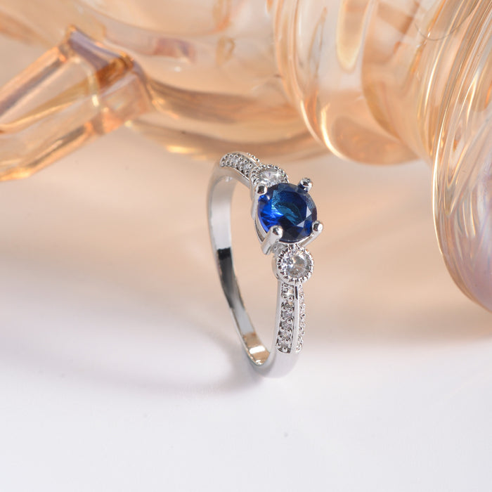 Wholesale Royal blue micro-inlaid diamond ring temperament ring female personality ring bracelet