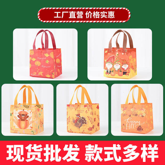 Wholesale Autumn Leaves Non-woven Bag Wholesale Christmas Halloween Cartoon Coated Portable Foldable Clothing Shopping Bag JDC-GB-XJ009