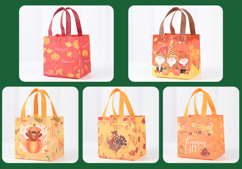 Wholesale Autumn Leaves Non-woven Bag Wholesale Christmas Halloween Cartoon Coated Portable Foldable Clothing Shopping Bag JDC-GB-XJ009