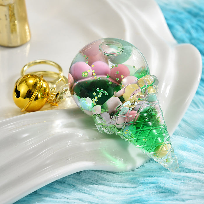 Wholesale Acrylic glow-in-the-dark oil-filled candy-bean ice cream keychain