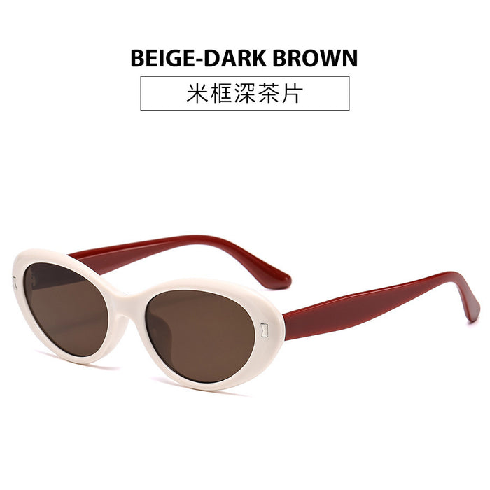 Wholesale Elliptical rice nail cat eye sunglasses, internet famous sunglasses, high-end street photography, UV resistant sunglasses