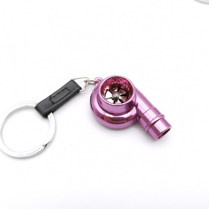 Wholesale Zinc alloy blades rotate on this car turbocharger shaped metal alloy keychain