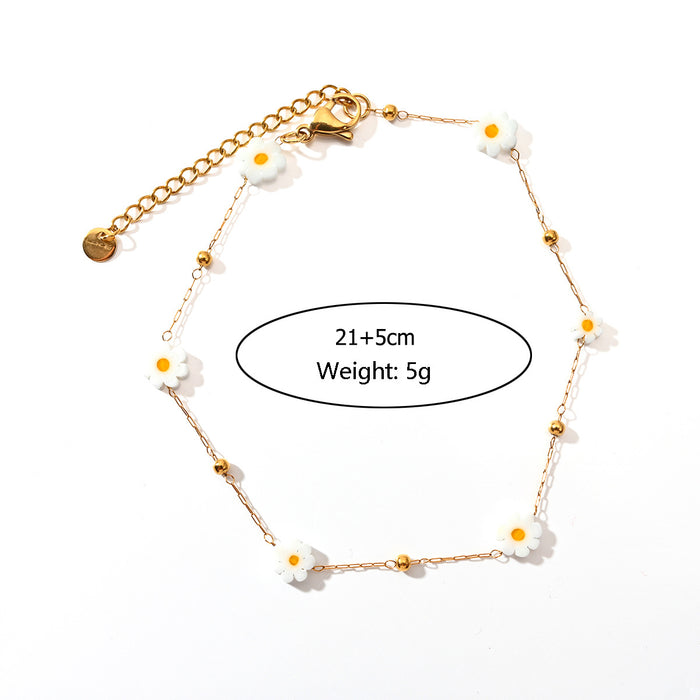 Wholesale Fashion classic stainless steel crushed stone ankle chain, colorful stone foot accessories wholesale