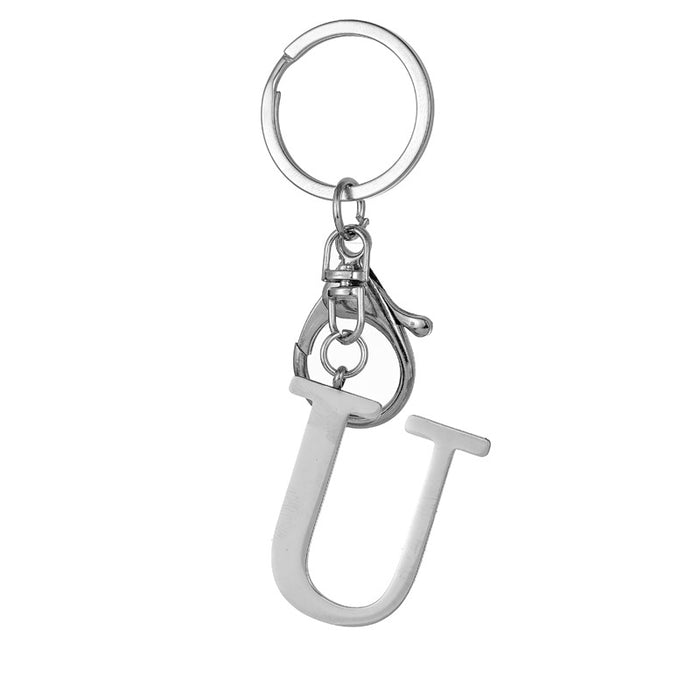 Wholesale Stainless Steel  Letter Key Chain Titanium Steel Keychain Initial Letter Modern Simple Backpack Pendant
