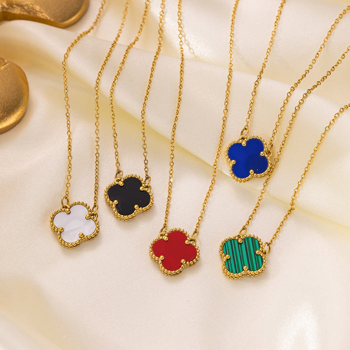 Wholesale titanium steel double-sided four-leaf clover necklace women