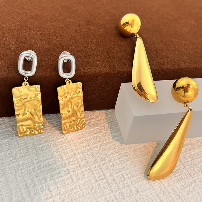 Wholesale Stainless Steel Geometric Teardrop Luxury Earrings
