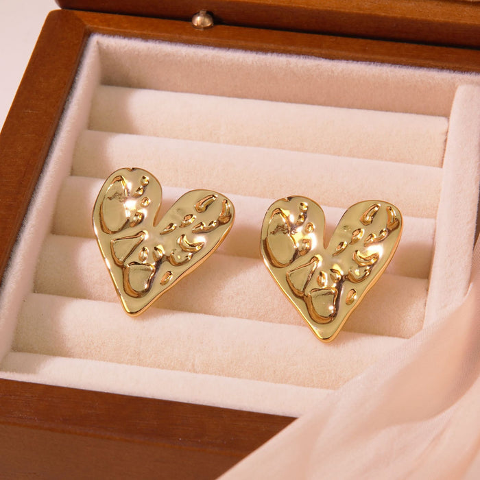 Wholesale Vintage Titanium Steel Heart Earrings JDC-ES-JW005