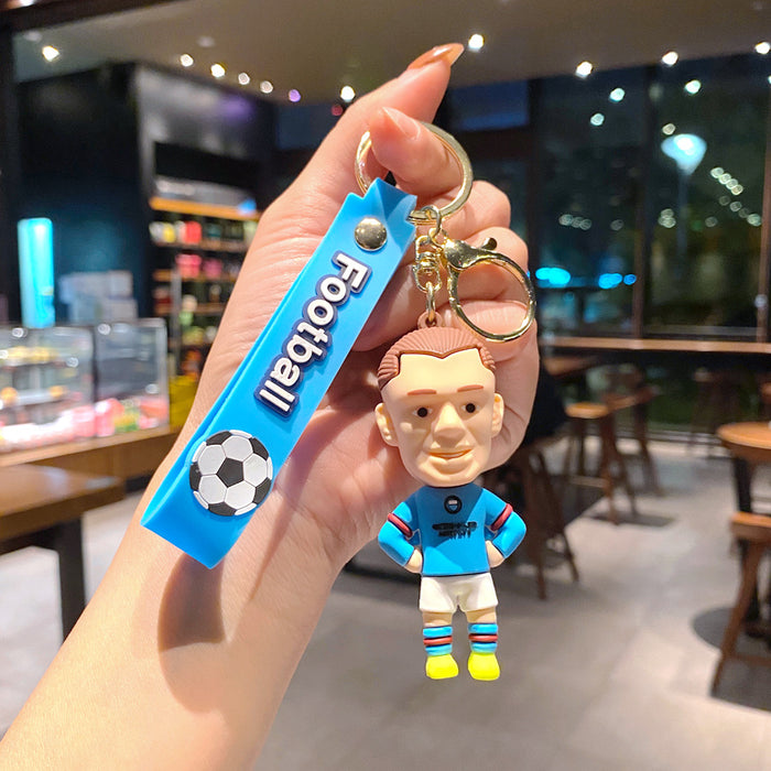 Wholesale Metal Soccer Star Cartoon Keychain Decorative Car Key Accessory MOQ≥2