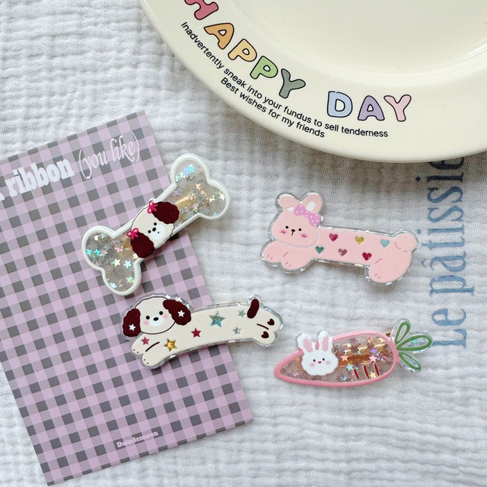 Wholesale  Cartoon Sequins Rabbit Carrot Puppy Bone Hairpin   Bangs Side Clip Hairpin Hair