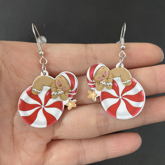 Wholesale Fashion Acrylic Cartoon Christmas Earrings With Reindeer Flamingo And Rainbow Designs Party Wear Jewelry Accessory