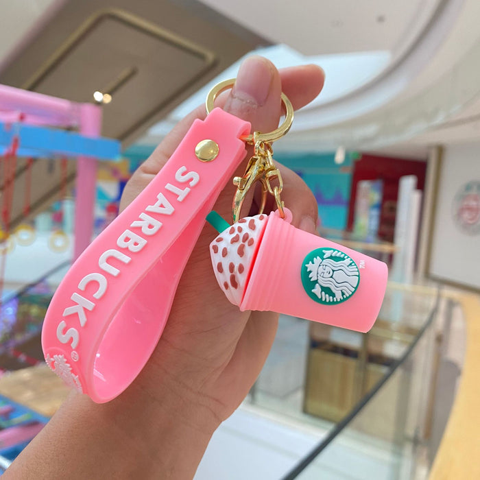 Wholesale Cartoon Starbucks Milk Tea Silicone Keychains JDC-KC-PengYu001