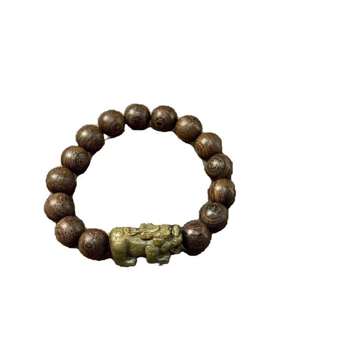 Wholesale Gold silk sandalwood with green sandalwood brave bracelets for men and women wooden text play Buddha beads for men and women