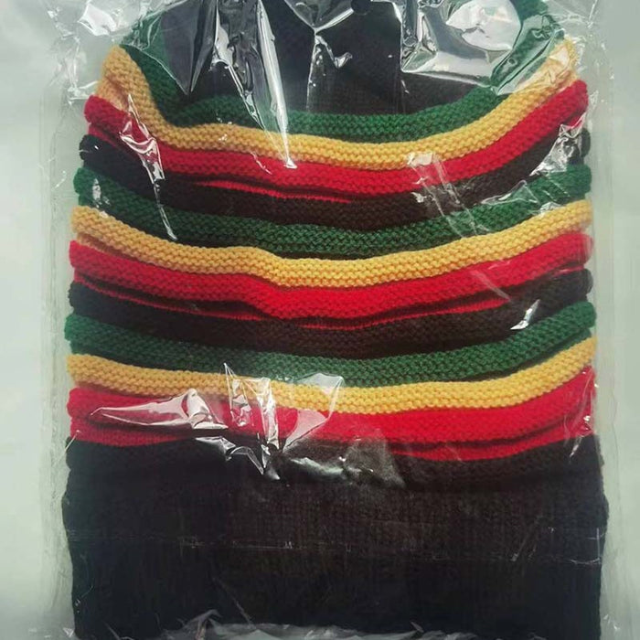 Wholesale Colorful Striped Long Rainbow Acrylic Knitted Beanie JDC-FH-LvH013