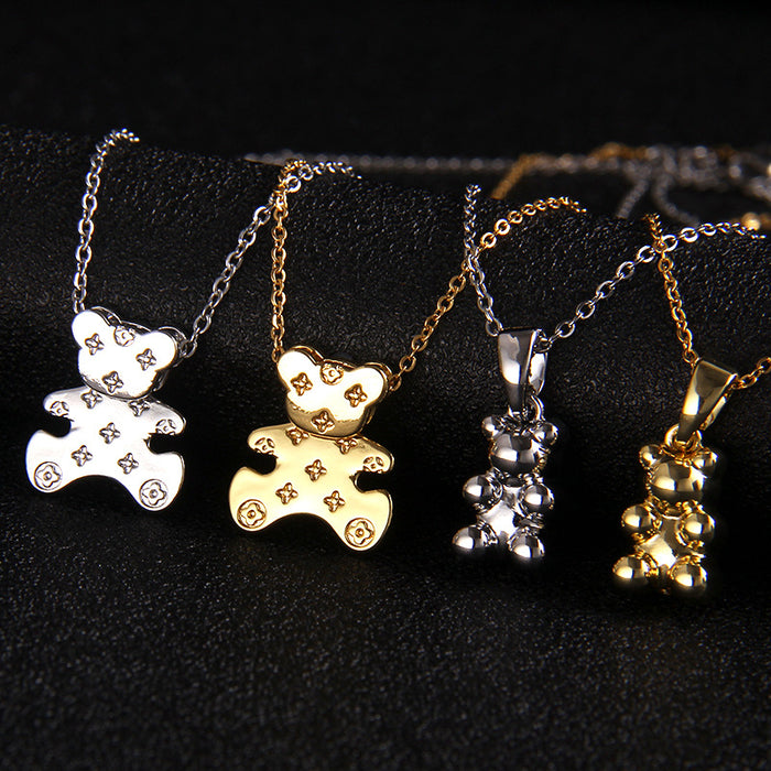 Wholesale fashion zircon love bear pendant small necklace