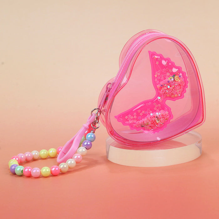 Wholesale PVC Transparent Heart Wings Coin Purse Waterproof Earphone Bag Stylish Girly Storage Pouch