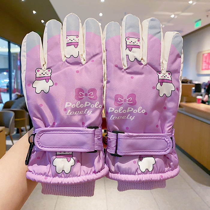 Wholesale Cartoon Windproof and Antifreeze Fleece-Lined Gloves