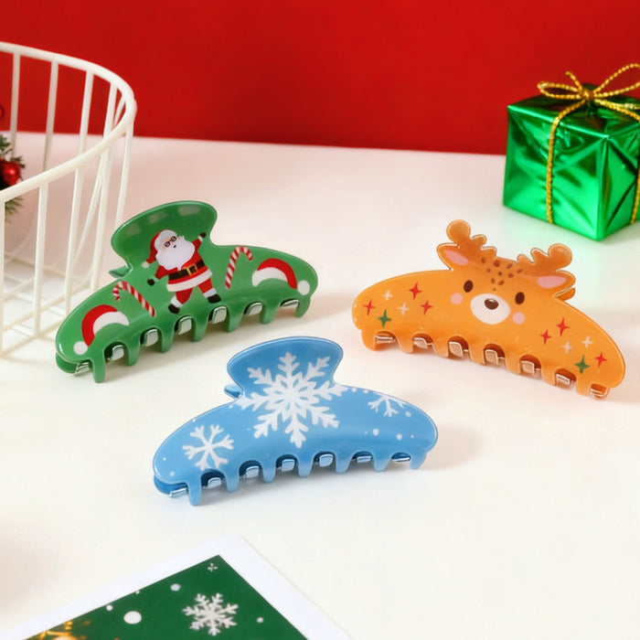 Wholesale Christmas Cat Snowflake Hair Claw Clip Trendy PVC Claw Hair Clip For Women Boutique Resale Hair Accessory