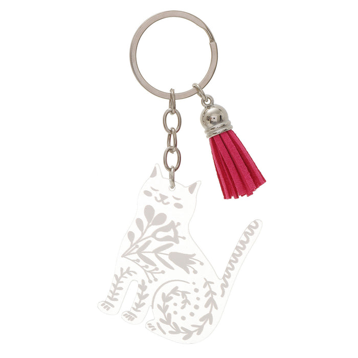 Wholesale Kitten Transparent Acrylic Tassel Pendant Keychain JDC-KC-RongRui043