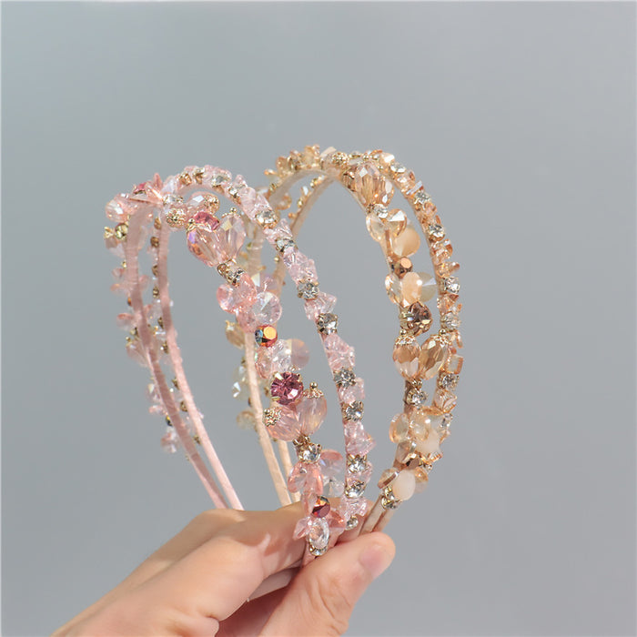 Wholesale Colorful Rhinestone Transparent Beaded Headband JDC-HD-ZC018