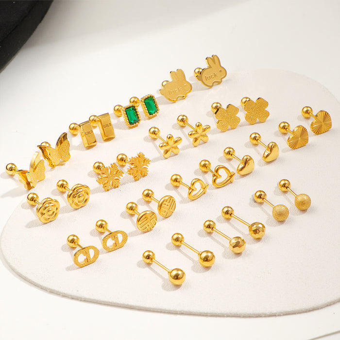 Wholesale  Anti-loss heart-shaped earrings  colorfast   small and exquisite titanium steel earrings